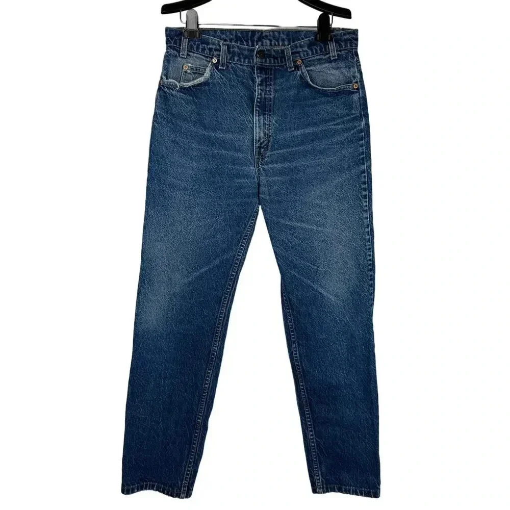 Vintage 90s Levis 505 Jeans Mens 35x34 Blue Straight‎ Orange Tab USA 1990 *Flaw
